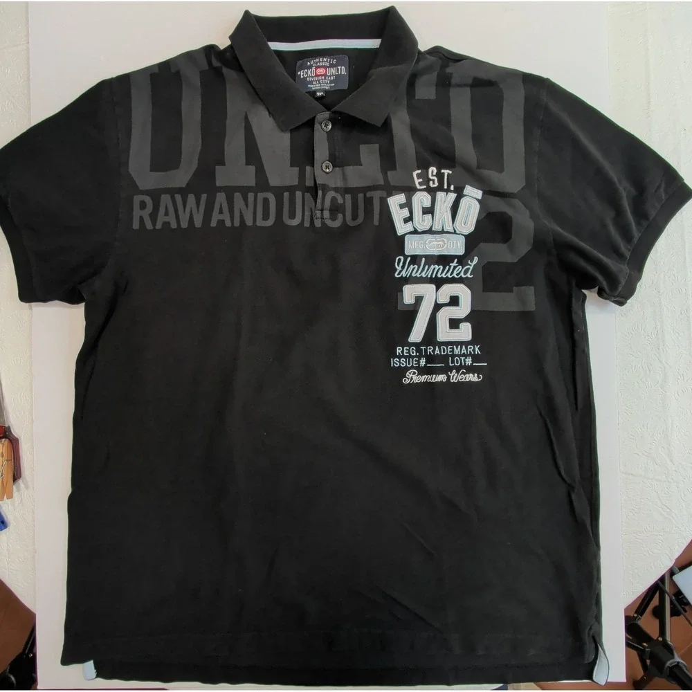 Lot of 3 Ecko Unltd Polo Shirts Mens 3XL Y2K Streetwear Graphic Golf Polos